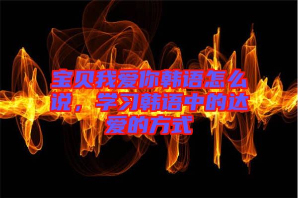 寶貝我愛你韓語怎么說，學習韓語中的達愛的方式