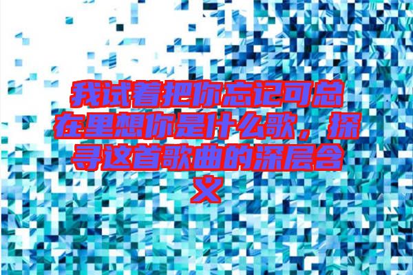 我試著把你忘記可總在里想你是什么歌，探尋這首歌曲的深層含義