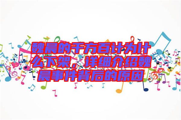 魏晨的千方百計為什么下架，詳細介紹魏晨事件背后的原因