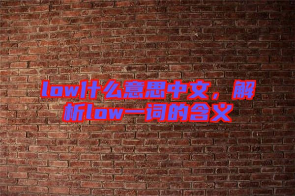 low什么意思中文，解析low一詞的含義