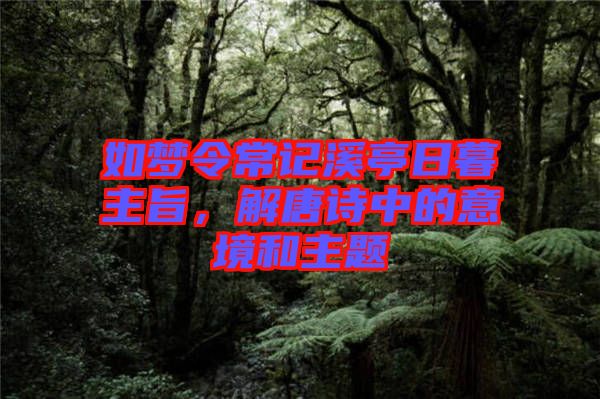 如夢(mèng)令常記溪亭日暮主旨，解唐詩(shī)中的意境和主題
