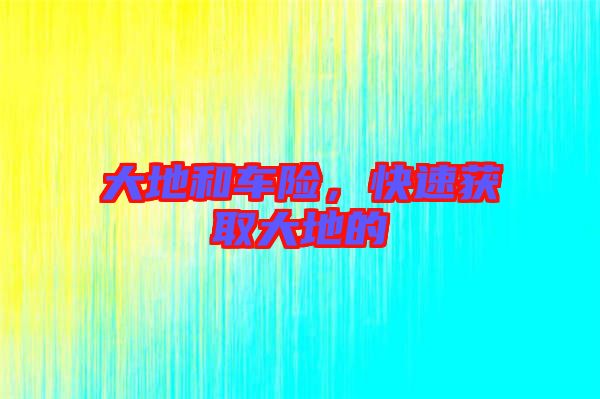 大地和車險(xiǎn)，快速獲取大地的
