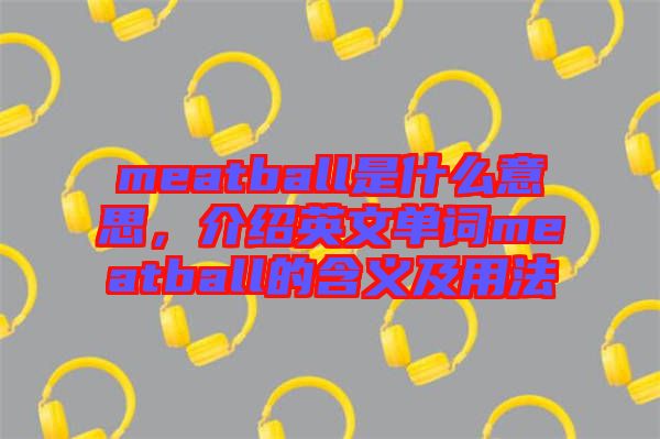 meatball是什么意思，介紹英文單詞meatball的含義及用法