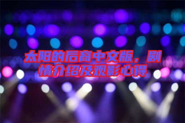 太陽的后裔中文版，劇情介紹及觀影心得