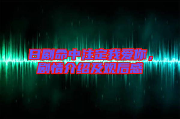 日劇命中注定我愛(ài)你，劇情介紹及觀后感