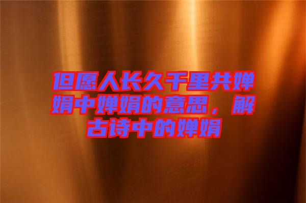 但愿人長(zhǎng)久千里共嬋娟中嬋娟的意思，解古詩中的嬋娟