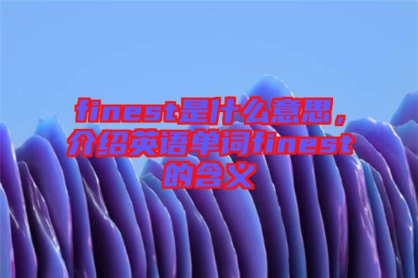 finest是什么意思，介紹英語(yǔ)單詞finest的含義