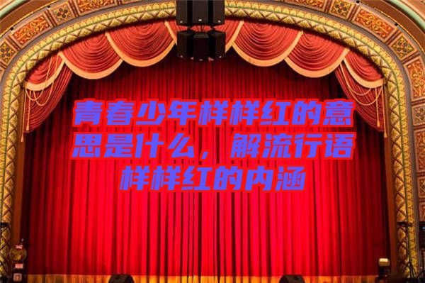 青春少年樣樣紅的意思是什么，解流行語樣樣紅的內(nèi)涵