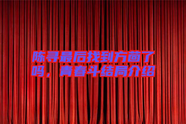 陳尋最后找到方茴了嗎，青春斗結(jié)局介紹