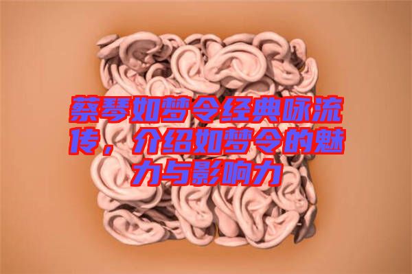 蔡琴如夢令經(jīng)典詠流傳，介紹如夢令的魅力與影響力