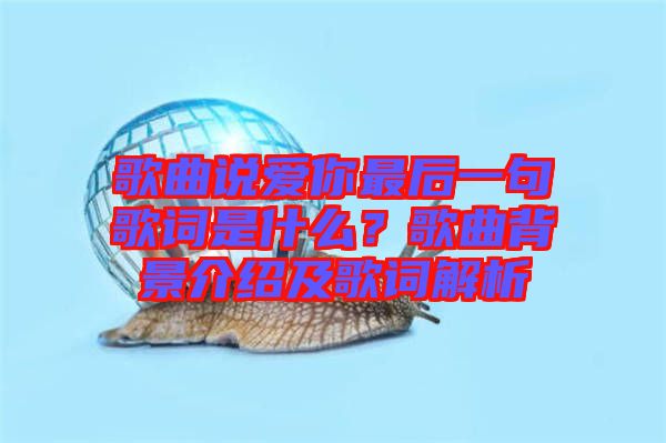歌曲說愛你最后一句歌詞是什么？歌曲背景介紹及歌詞解析