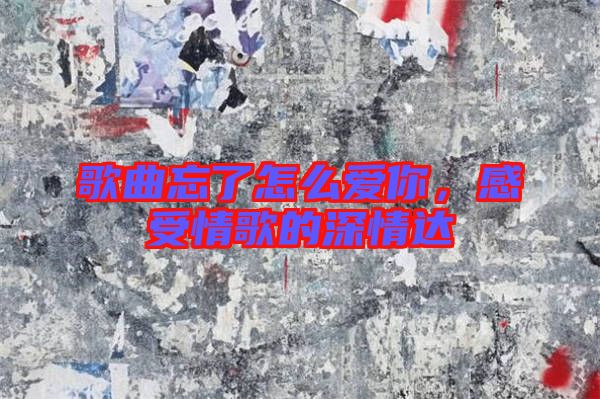 歌曲忘了怎么愛(ài)你，感受情歌的深情達(dá)