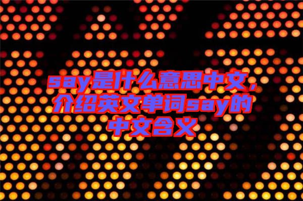 say是什么意思中文，介紹英文單詞say的中文含義