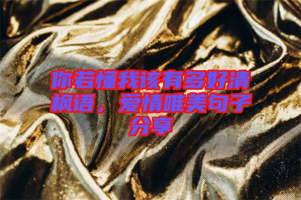 你若懂我該有多好清楓語(yǔ)，愛(ài)情唯美句子分享