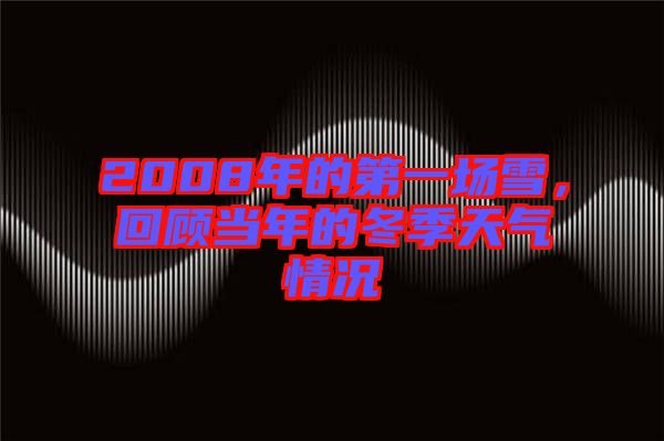 2008年的第一場雪，回顧當年的冬季天氣情況