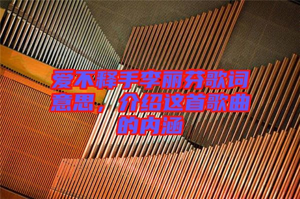 愛不釋手李麗芬歌詞意思，介紹這首歌曲的內(nèi)涵
