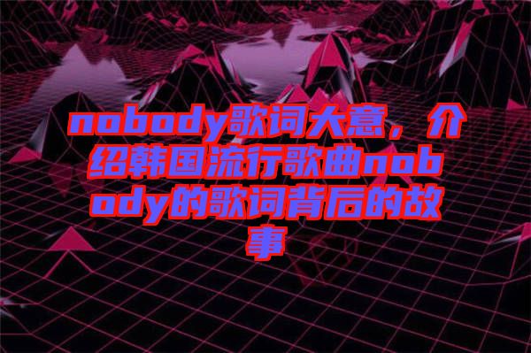 nobody歌詞大意，介紹韓國(guó)流行歌曲nobody的歌詞背后的故事