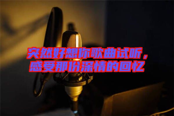 突然好想你歌曲試聽，感受那份深情的回憶