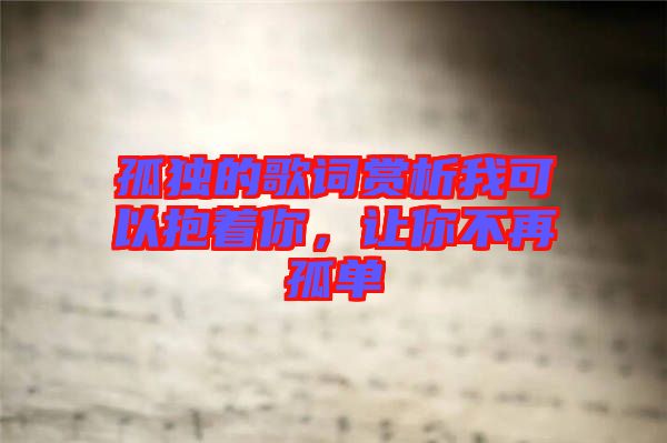 孤獨(dú)的歌詞賞析我可以抱著你，讓你不再孤單