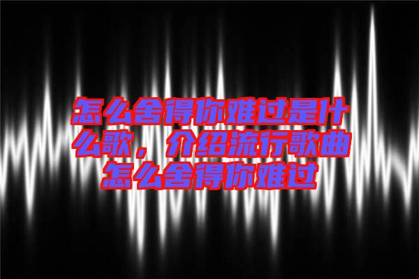 怎么舍得你難過是什么歌，介紹流行歌曲怎么舍得你難過