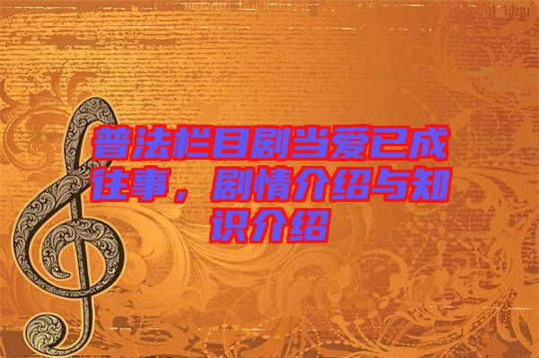 普法欄目劇當(dāng)愛(ài)已成往事，劇情介紹與知識(shí)介紹