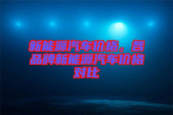新能源汽車(chē)價(jià)格，各品牌新能源汽車(chē)價(jià)格對(duì)比