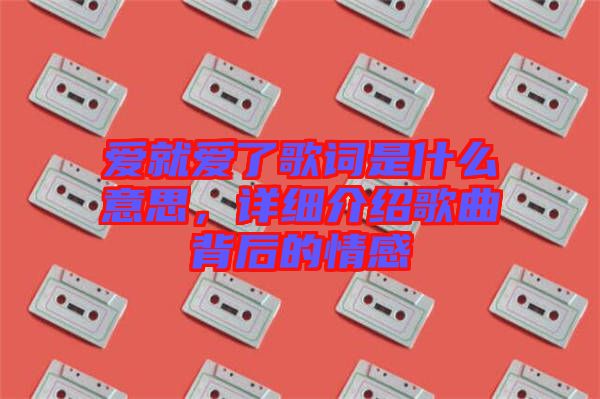 愛就愛了歌詞是什么意思，詳細(xì)介紹歌曲背后的情感