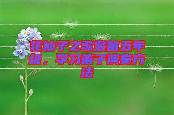 花仙子之歌豎笛五年級，學習笛子演奏方法