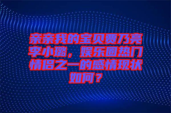 親親我的寶貝賈乃亮李小璐，娛樂圈熱門情侶之一的感情現(xiàn)狀如何？