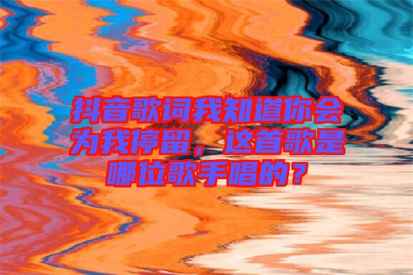 抖音歌詞我知道你會(huì)為我停留，這首歌是哪位歌手唱的？