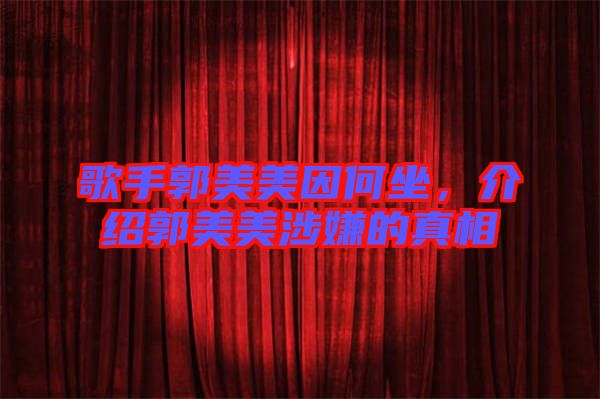 歌手郭美美因何坐，介紹郭美美涉嫌的真相