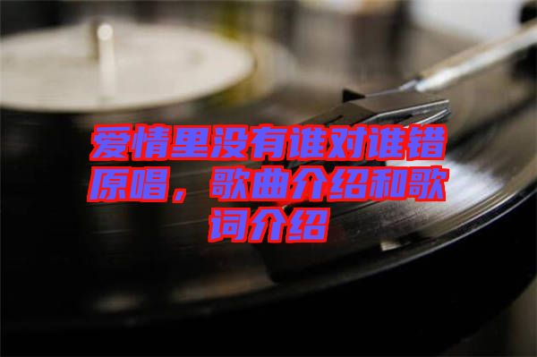 愛情里沒有誰(shuí)對(duì)誰(shuí)錯(cuò)原唱，歌曲介紹和歌詞介紹