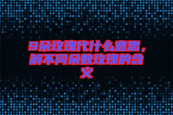 9朵玫瑰代什么意思，解不同朵數(shù)玫瑰的含義