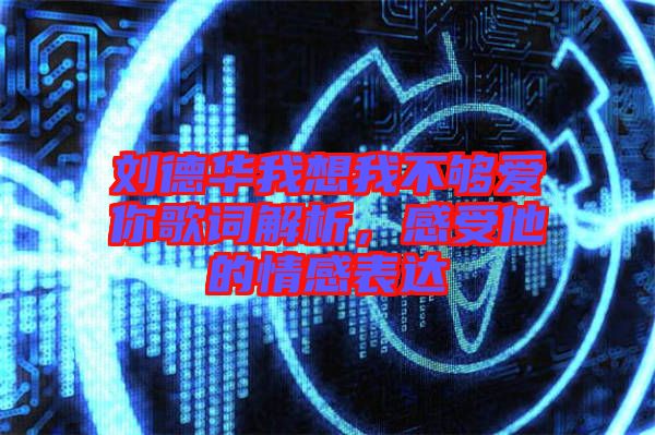 劉德華我想我不夠愛你歌詞解析，感受他的情感表達(dá)