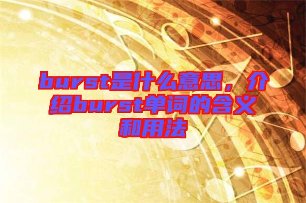 burst是什么意思，介紹burst單詞的含義和用法