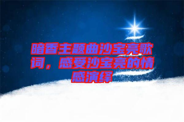 暗香主題曲沙寶亮歌詞，感受沙寶亮的情感演繹