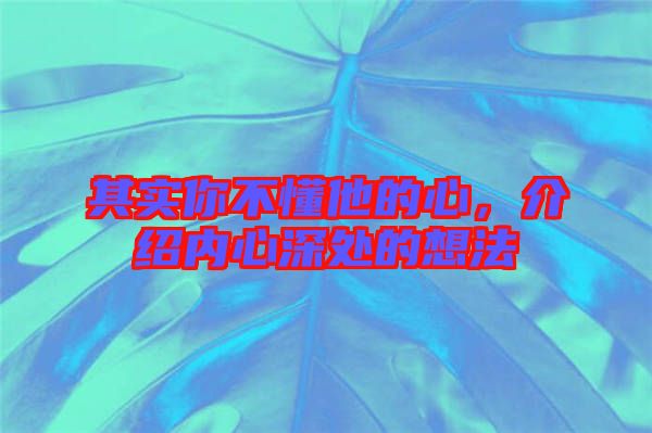 其實你不懂他的心，介紹內(nèi)心深處的想法