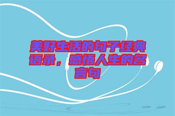 美好生活的句子經(jīng)典語(yǔ)錄，感悟人生的名言句