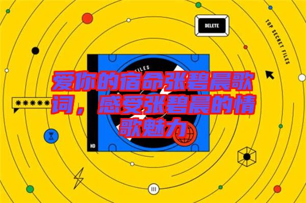 愛你的宿命張碧晨歌詞，感受張碧晨的情歌魅力
