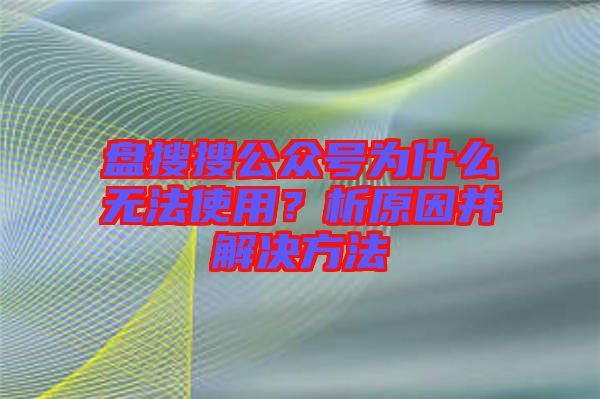盤搜搜公眾號為什么無法使用？析原因并解決方法