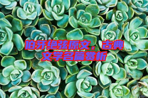 伯牙絕弦原文，古典文學(xué)名篇賞析