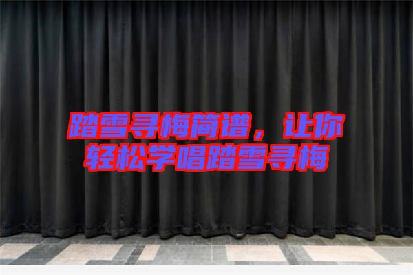 踏雪尋梅簡譜，讓你輕松學(xué)唱踏雪尋梅