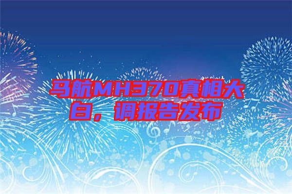 馬航MH370真相大白，調(diào)報(bào)告發(fā)布