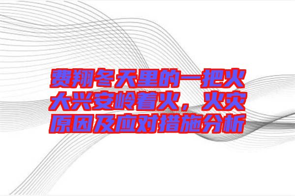 費(fèi)翔冬天里的一把火大興安嶺著火，火災(zāi)原因及應(yīng)對措施分析