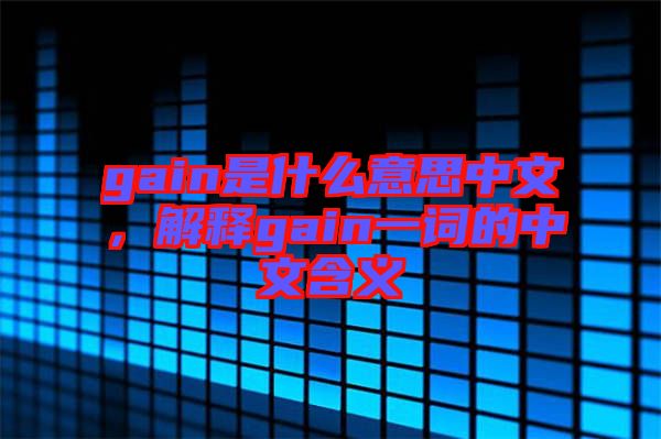 gain是什么意思中文，解釋gain一詞的中文含義