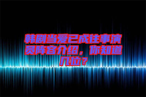 韓劇當(dāng)愛(ài)已成往事演員陣容介紹，你知道幾位？