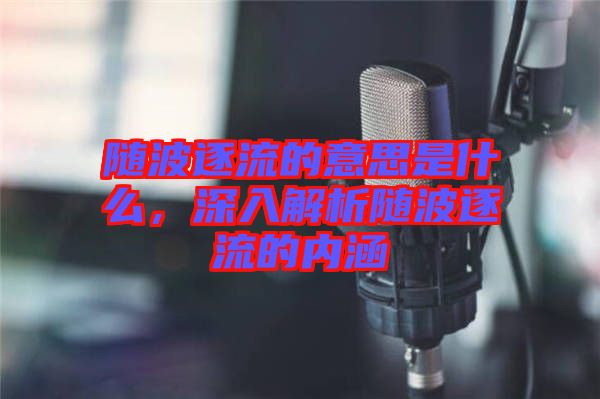 隨波逐流的意思是什么，深入解析隨波逐流的內(nèi)涵