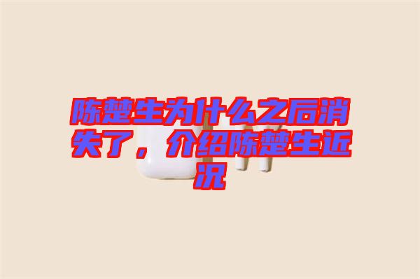陳楚生為什么之后消失了，介紹陳楚生近況