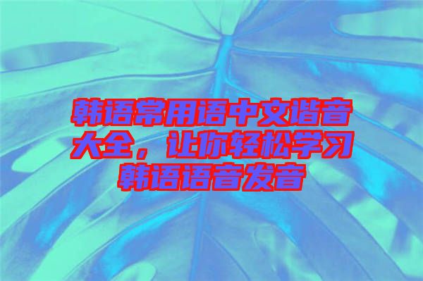 韓語(yǔ)常用語(yǔ)中文諧音大全，讓你輕松學(xué)習(xí)韓語(yǔ)語(yǔ)音發(fā)音