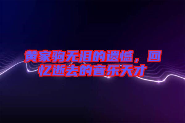 黃家駒無(wú)淚的遺憾，回憶逝去的音樂(lè)天才